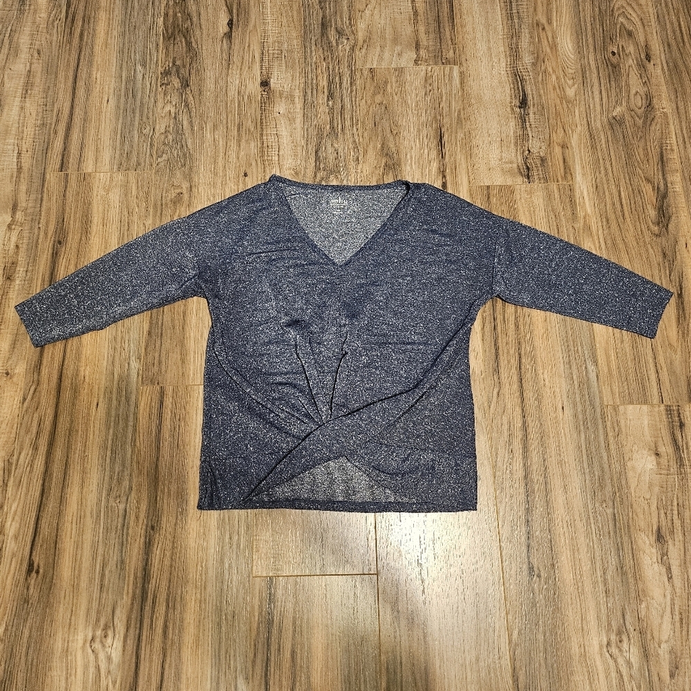 Soho Navy Blue V-Neck Blouse